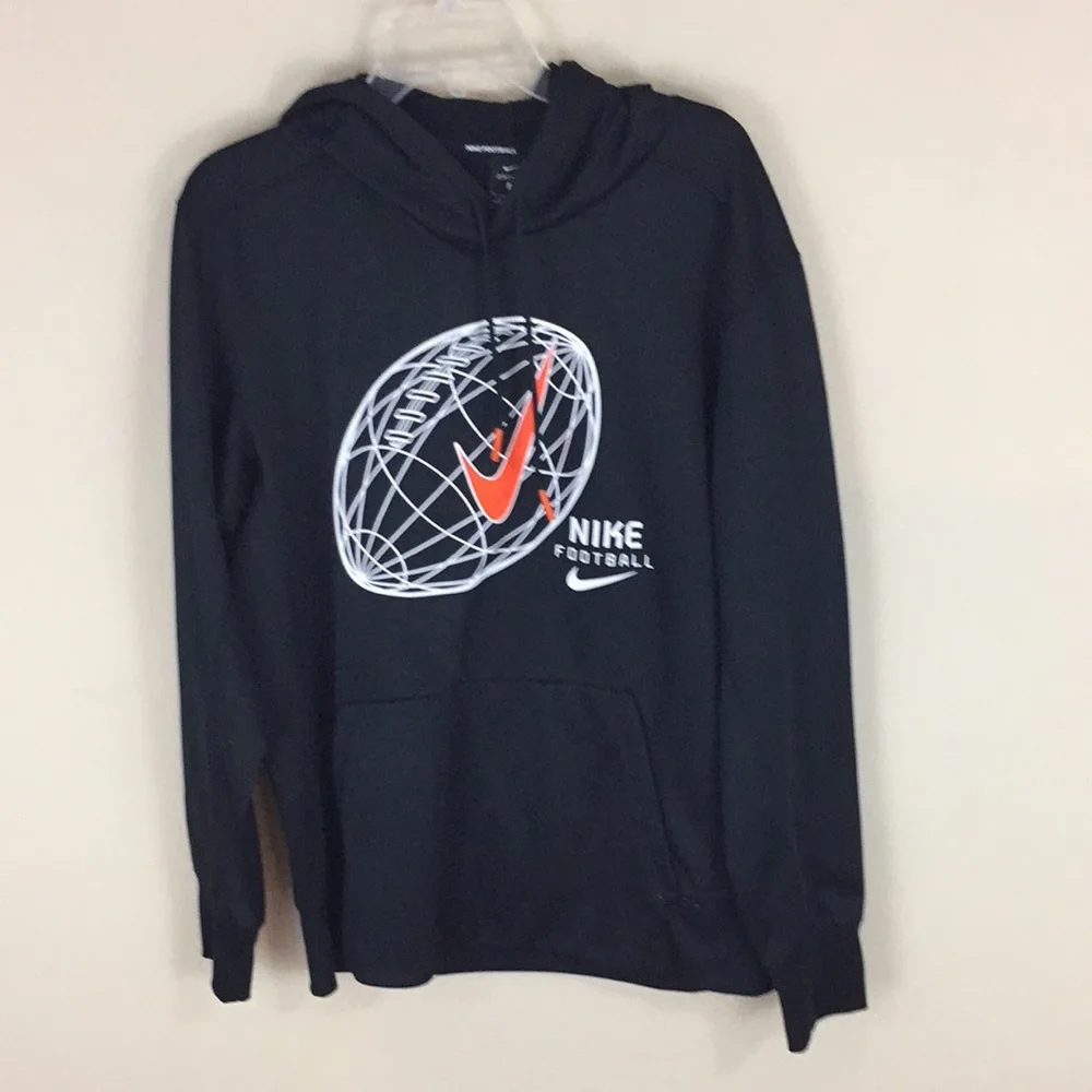 Nike Football Black Performance Hoodie Large Football with Swoosh Size Large